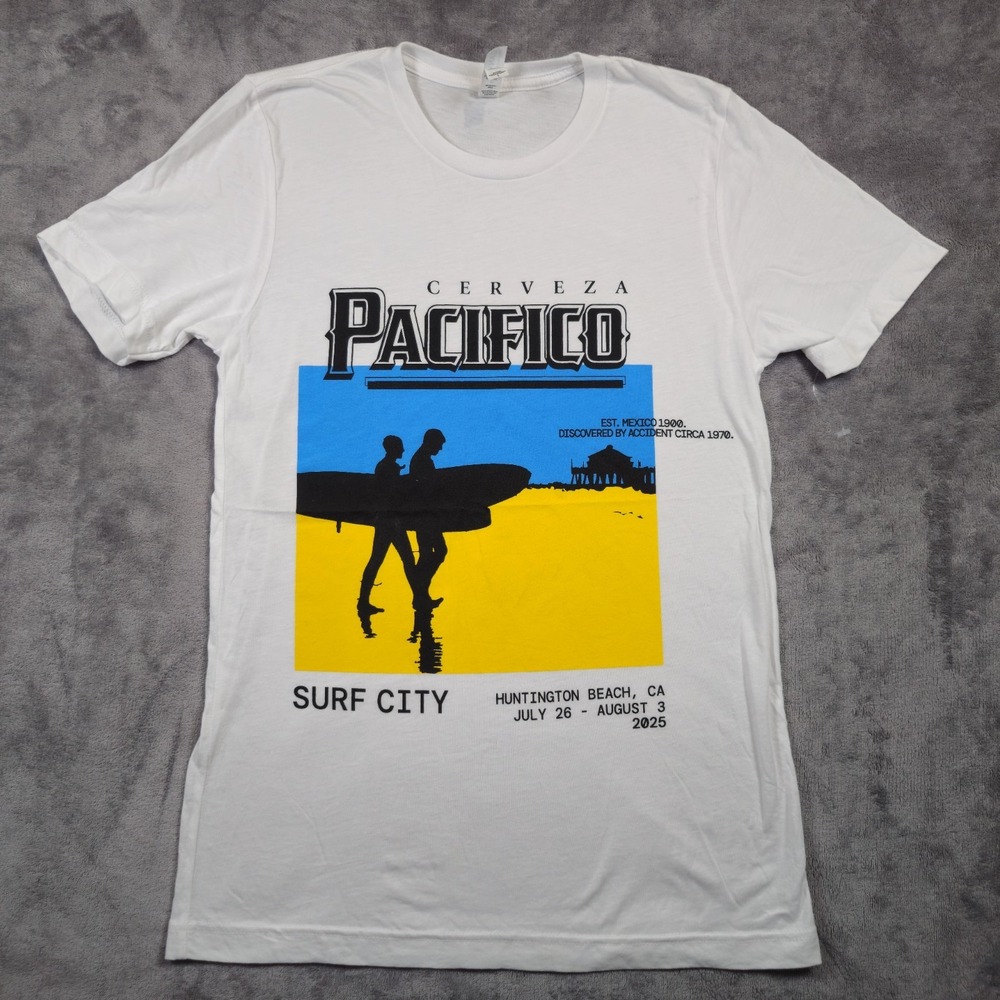 Pacifico Beer " Surf City Huntington Beach" Graphic T-Shirt Men's Small